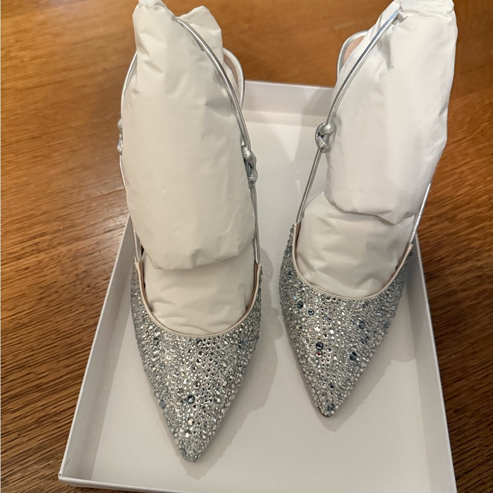 Galia Lahav Astrid 105MM silver heels 38.5 NIB bridal wedding